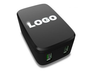Cestovní USB adaptér s LED logem